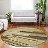 Piper Looms Mayfield Stripes AMF766 Khaki Machine Washable Area Rug Round Lifestyle Image Feature