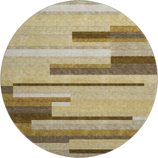 Piper Looms Mayfield Stripes AMF766 Khaki Machine Washable Area Rug Round Main Image
