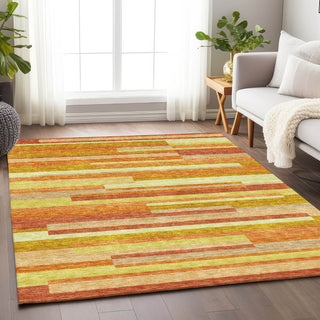 Piper Looms Mayfield Stripes AMF766 Orange Machine Washable Area Rug Lifestyle Image Feature