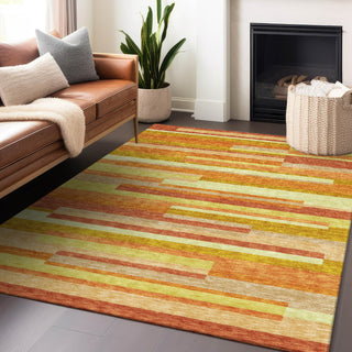 Piper Looms Mayfield Stripes AMF766 Orange Machine Washable Area Rug Lifestyle Image Feature