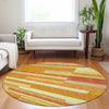 Piper Looms Mayfield Stripes AMF766 Orange Machine Washable Area Rug Round Lifestyle Image Feature