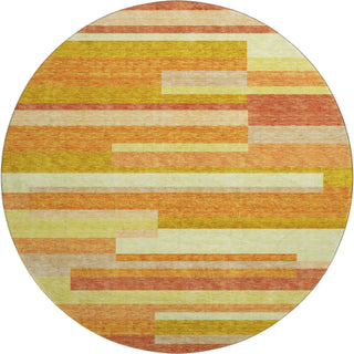 Piper Looms Mayfield Stripes AMF766 Orange Machine Washable Area Rug Round Main Image