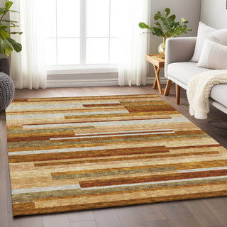 Piper Looms Mayfield Stripes AMF766 Paprika Machine Washable Area Rug Lifestyle Image Feature