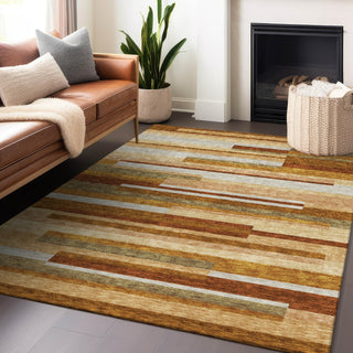 Piper Looms Mayfield Stripes AMF766 Paprika Machine Washable Area Rug Lifestyle Image Feature