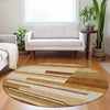 Piper Looms Mayfield Stripes AMF766 Paprika Machine Washable Area Rug Round Lifestyle Image Feature