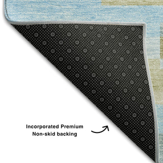 Piper Looms Mayfield Stripes AMF766 Sky Machine Washable Area Rug Backing Image
