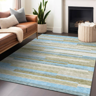 Piper Looms Mayfield Stripes AMF766 Sky Machine Washable Area Rug Lifestyle Image Feature