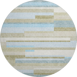 Piper Looms Mayfield Stripes AMF766 Sky Machine Washable Area Rug Round Main Image