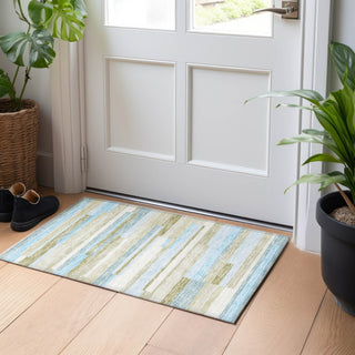 Piper Looms Mayfield Stripes AMF766 Sky Machine Washable Area Rug Scatter Lifestyle Image Feature