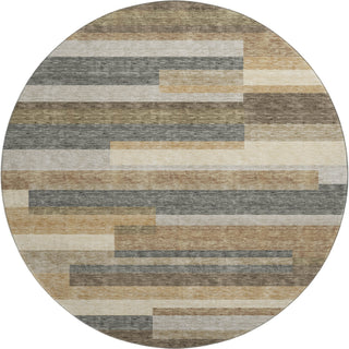 Piper Looms Mayfield Stripes AMF766 Taupe Machine Washable Area Rug Round Main Image