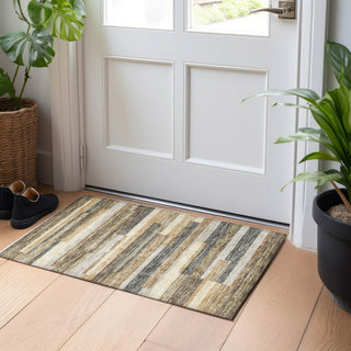 Piper Looms Mayfield Stripes AMF766 Taupe Machine Washable Area Rug Scatter Lifestyle Image Feature