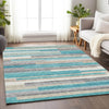 Piper Looms Mayfield Stripes AMF766 Teal Machine Washable Area Rug Lifestyle Image Feature