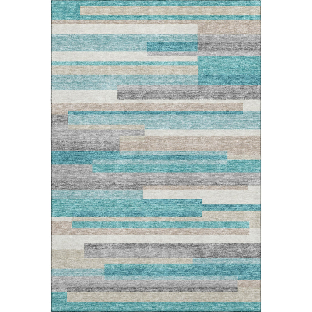 Piper Looms Mayfield Stripes AMF766 Teal Machine Washable Area Rug main image