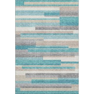 Piper Looms Mayfield Stripes AMF766 Teal Machine Washable Area Rug main image