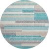 Piper Looms Mayfield Stripes AMF766 Teal Machine Washable Area Rug Round Main Image