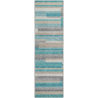 Piper Looms Mayfield Stripes AMF766 Teal Machine Washable Area Rug Runner Main Image