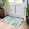 Piper Looms Mayfield Stripes AMF766 Teal Machine Washable Area Rug Scatter Lifestyle Image Feature