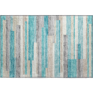 Piper Looms Mayfield Stripes AMF766 Teal Machine Washable Area Rug Scatter Main Image