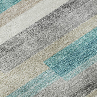 Piper Looms Mayfield Stripes AMF766 Teal Machine Washable Area Rug Swatch Image