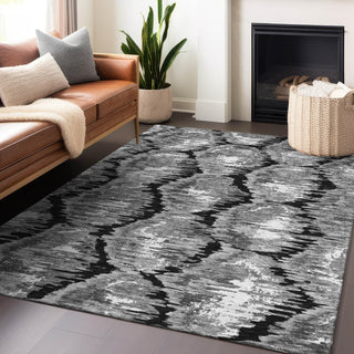 Piper Looms Mayfield Diamond AMF767 Black Machine Washable Area Rug Lifestyle Image Feature