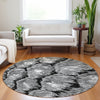 Piper Looms Mayfield Diamond AMF767 Black Machine Washable Area Rug Round Lifestyle Image Feature