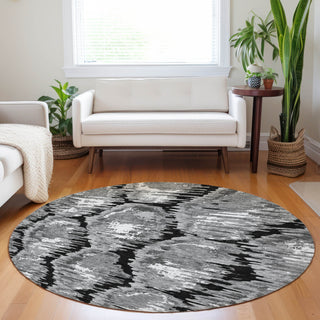 Piper Looms Mayfield Diamond AMF767 Black Machine Washable Area Rug Round Lifestyle Image Feature