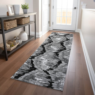 Piper Looms Mayfield Diamond AMF767 Black Machine Washable Area Rug Runner Lifestyle Image Feature