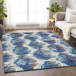 Piper Looms Mayfield Diamond AMF767 Blue Machine Washable Area Rug Lifestyle Image Feature