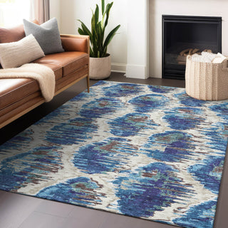 Piper Looms Mayfield Diamond AMF767 Blue Machine Washable Area Rug Lifestyle Image Feature