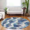 Piper Looms Mayfield Diamond AMF767 Blue Machine Washable Area Rug Round Lifestyle Image Feature