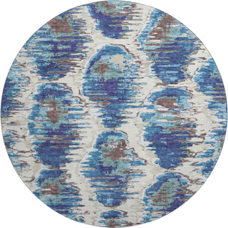 Piper Looms Mayfield Diamond AMF767 Blue Machine Washable Area Rug Round Main Image