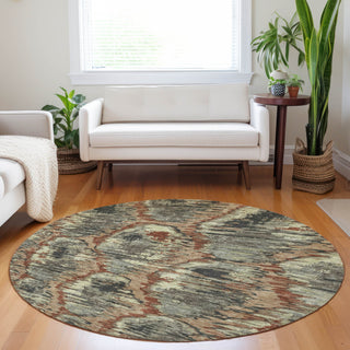 Piper Looms Mayfield Diamond AMF767 Copper Machine Washable Area Rug Round Lifestyle Image Feature