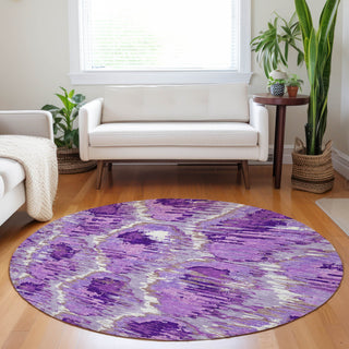 Piper Looms Mayfield Diamond AMF767 Lavender Machine Washable Area Rug Round Lifestyle Image Feature