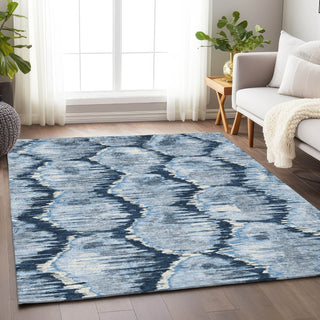 Piper Looms Mayfield Diamond AMF767 Navy Machine Washable Area Rug Lifestyle Image Feature