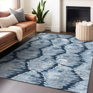 Piper Looms Mayfield Diamond AMF767 Navy Machine Washable Area Rug Lifestyle Image Feature