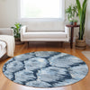 Piper Looms Mayfield Diamond AMF767 Navy Machine Washable Area Rug Round Lifestyle Image Feature