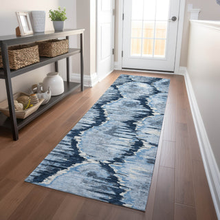 Piper Looms Mayfield Diamond AMF767 Navy Machine Washable Area Rug Runner Lifestyle Image Feature