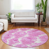 Piper Looms Mayfield Diamond AMF767 Pink Machine Washable Area Rug Round Lifestyle Image Feature