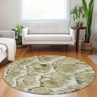 Piper Looms Mayfield Diamond AMF767 Taupe Machine Washable Area Rug Round Lifestyle Image Feature