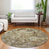 Piper Looms Mayfield Diamond AMF768 Beige Machine Washable Area Rug Round Lifestyle Image Feature
