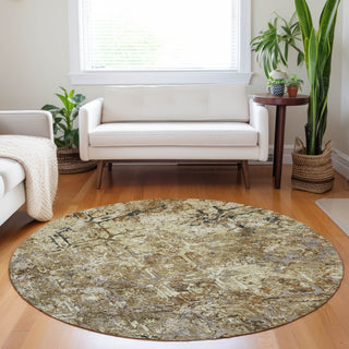 Piper Looms Mayfield Diamond AMF768 Beige Machine Washable Area Rug Round Lifestyle Image Feature