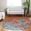 Piper Looms Mayfield Diamond AMF768 Copper Machine Washable Area Rug Round Lifestyle Image Feature