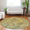 Piper Looms Mayfield Diamond AMF768 Gold Machine Washable Area Rug Round Lifestyle Image Feature