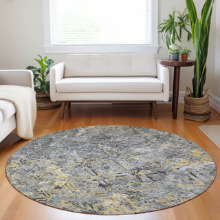 Piper Looms Mayfield Diamond AMF768 Gray Machine Washable Area Rug Round Lifestyle Image Feature
