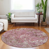 Piper Looms Mayfield Diamond AMF768 Pink Machine Washable Area Rug Round Lifestyle Image Feature