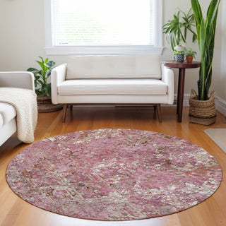 Piper Looms Mayfield Diamond AMF768 Pink Machine Washable Area Rug Round Lifestyle Image Feature