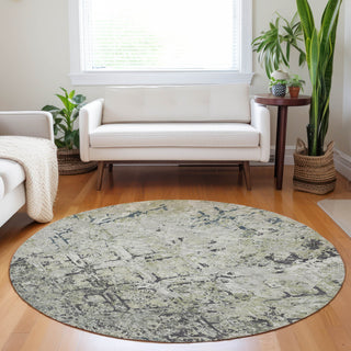 Piper Looms Mayfield Diamond AMF768 Silver Machine Washable Area Rug Round Lifestyle Image Feature