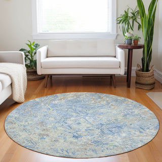 Piper Looms Mayfield Diamond AMF768 Sky Machine Washable Area Rug Round Lifestyle Image Feature