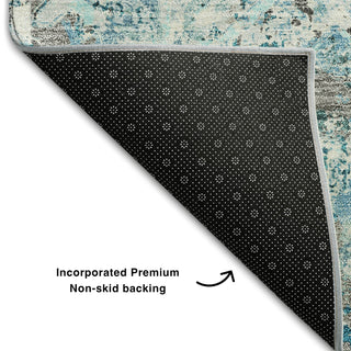 Piper Looms Mayfield Diamond AMF768 Teal Machine Washable Area Rug Backing Image