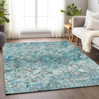 Piper Looms Mayfield Diamond AMF768 Teal Machine Washable Area Rug Lifestyle Image Feature